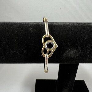 Gods Heart Bangle Bracelet With Dual-Tone Silver & Gold Heart Design Lightweight